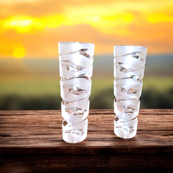 Cristal d’Arques French Lead Crystal Frosted Swirled Candle Holders – Set of 2 - Picture 16 of 16